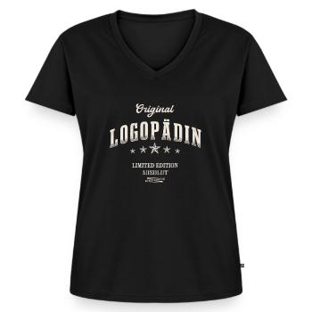 Logopädin Limited Edition - Frauen Premium Bio T-Shirt mit V-Ausschnitt - Schwarz - Vorne - AI Model Female 172 light (172cm)