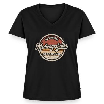 Mediengestalter Original Mediengestaltung - Frauen Premium Bio T-Shirt mit V-Ausschnitt - Schwarz - Vorne - AI Model Female 172 light (172cm)