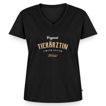 Tierärztin Limited Edition - Frauen Premium Bio T-Shirt mit V-Ausschnitt - Schwarz - Vorne - AI Model Female 172 light (172cm)