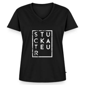Stuckateur Minimalismus - Frauen Premium Bio T-Shirt mit V-Ausschnitt - Schwarz - Vorne - AI Model Female 172 light (172cm)