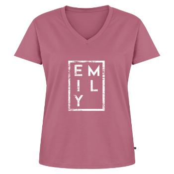 Emily Minimalisme - Vrouwen Premium Bio T-shirt met V-hals - mauve - Voor - AI Model Female 172 dark (172cm)