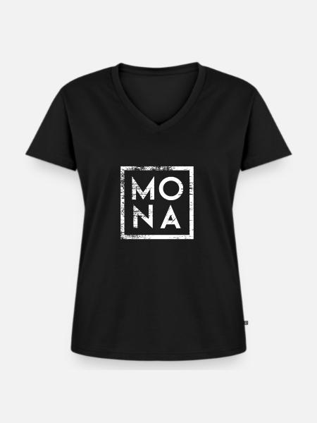 Mona Minimalismus - Frauen Premium Bio T-Shirt mit V-Ausschnitt - Schwarz