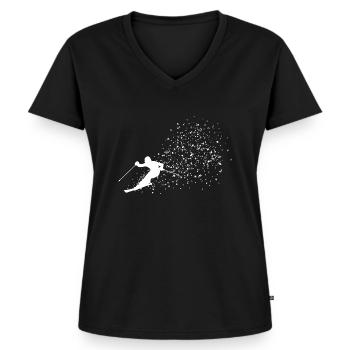 Ski Design Skifahrer Skiurlaub Pistensau Skifahren - Frauen Premium Bio T-Shirt mit V-Ausschnitt - Schwarz - Vorne - AI Model Female 172 light (172cm)