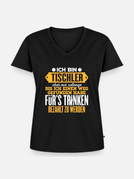 TISCHLER - Frauen Premium Bio T-Shirt mit V-Ausschnitt - Schwarz