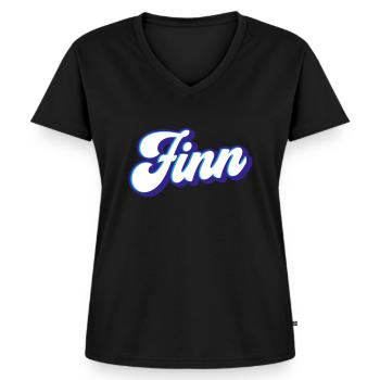 Finn | Kleuren veranderlijk - Vrouwen Premium Bio T-shirt met V-hals - zwart - Voor - AI Model Female 172 light (172cm)