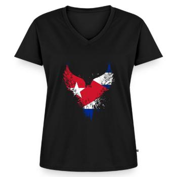 Drapeau de Cuba - T-shirt encolure en V Premium bio Femme - noir - Devant - AI Model Female 172 light (172cm)