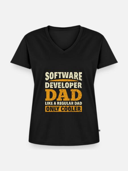 Software Developer Dad - Software Programmierer - Frauen Premium Bio T-Shirt mit V-Ausschnitt - Schwarz