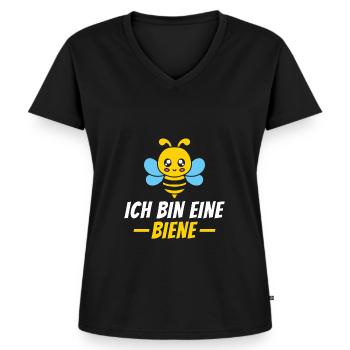 Ich bin eine Biene - Kostüm Karneval Fasching - Frauen Premium Bio T-Shirt mit V-Ausschnitt - Schwarz - Vorne - AI Model Female 172 light (172cm)