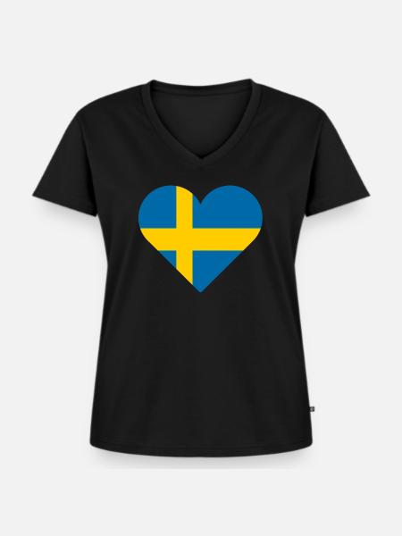 Schweden - Frauen Premium Bio T-Shirt mit V-Ausschnitt - Schwarz