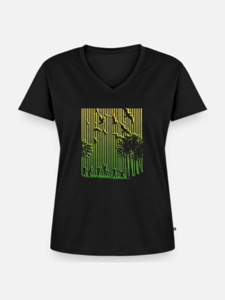 Illusion, Strichcode - Frauen Premium Bio T-Shirt mit V-Ausschnitt - Schwarz