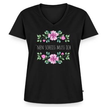 nen Scheiß muss ich - Frauen Premium Bio T-Shirt mit V-Ausschnitt - Schwarz - Vorne - AI Model Female 172 light (172cm)