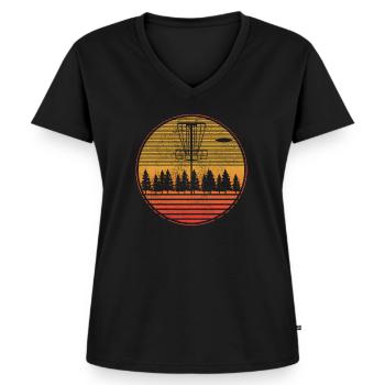 Disc Golf - Women's Premium Organic V-neck T-shirt - black - Front - AI Model Female 172 light (172cm)