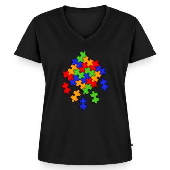 Motifs de dés - T-shirt encolure en V Premium bio Femme - noir - Devant - AI Model Female 172 light (172cm)