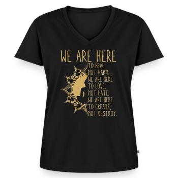 Buddhismus Inspiration - Frauen Premium Bio T-Shirt mit V-Ausschnitt - Schwarz - Vorne - AI Model Female 172 light (172cm)