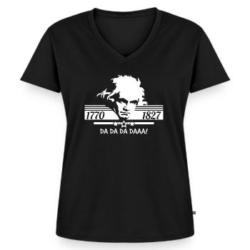 Ludwig van Beethoven - Frauen Premium Bio T-Shirt mit V-Ausschnitt - Schwarz - Vorne - AI Model Female 172 light (172cm)