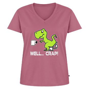 Dino Drôle de papier toilette - T-shirt encolure en V Premium bio Femme - mauve - Devant - AI Model Female 172 dark (172cm)