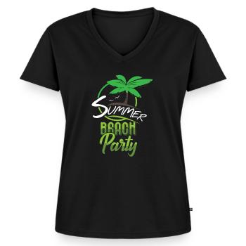 Beach Party Beach Party - Women's Premium Organic V-neck T-shirt - black - Front - AI Model Female 172 light (172cm)
