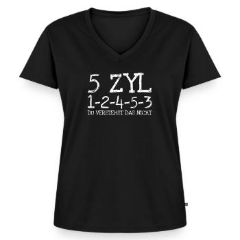 5 Zyl 1-2-4-5-3 Du Verstehst Das Nicht - Frauen Premium Bio T-Shirt mit V-Ausschnitt - Schwarz - Vorne - AI Model Female 172 light (172cm)