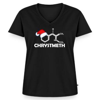 Chrystal Meth Weihnachten - Frauen Premium Bio T-Shirt mit V-Ausschnitt - Schwarz - Vorne - AI Model Female 172 light (172cm)