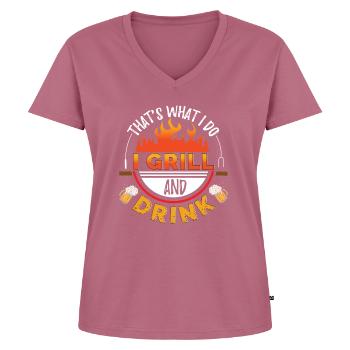 Barbecue et boisson - T-shirt encolure en V Premium bio Femme - mauve - Devant - AI Model Female 172 dark (172cm)