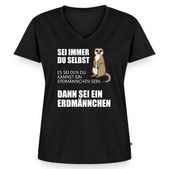 Lustiges Erdmännchen Geschenk Witziger Spruch - Frauen Premium Bio T-Shirt mit V-Ausschnitt - Schwarz - Vorne - AI Model Female 172 light (172cm)