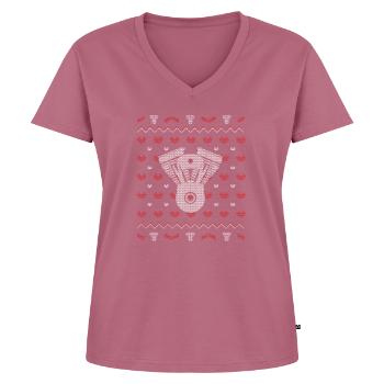 Chandail de Noël laid d'accordeur de moteur automatique - T-shirt encolure en V Premium bio Femme - mauve - Devant - AI Model Female 172 dark (172cm)