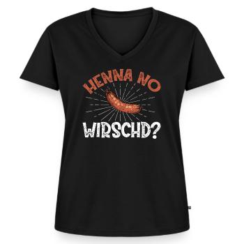 Henna no Wirschd? - Frauen Premium Bio T-Shirt mit V-Ausschnitt - Schwarz - Vorne - AI Model Female 172 light (172cm)
