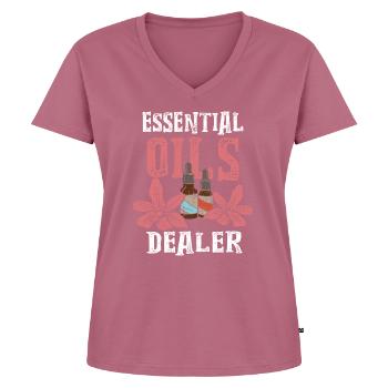 Ätherische Öle Fan Huiles Essentielles Revendeur - T-shirt encolure en V Premium bio Femme - mauve - Devant - AI Model Female 172 dark (172cm)