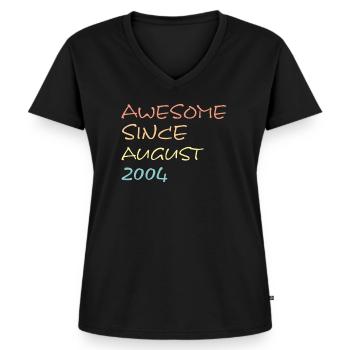Awesome Since August 2004 - Frauen Premium Bio T-Shirt mit V-Ausschnitt - Schwarz - Vorne - AI Model Female 172 light (172cm)