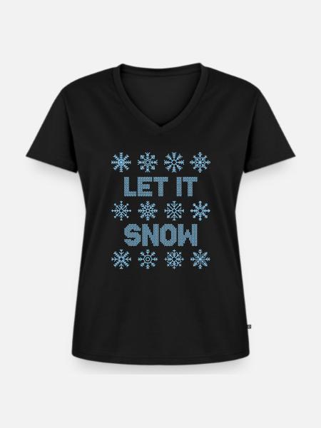 Let It Snow - Frauen Premium Bio T-Shirt mit V-Ausschnitt - Schwarz