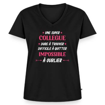 Super collègue - T-shirt encolure en V Premium bio Femme - noir - Devant - AI Model Female 172 light (172cm)