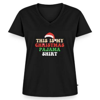 Das ist mein Weihnachten Pyjama Shirt Lustige Weihnachten - Frauen Premium Bio T-Shirt mit V-Ausschnitt - Schwarz - Vorne - AI Model Female 172 light (172cm)