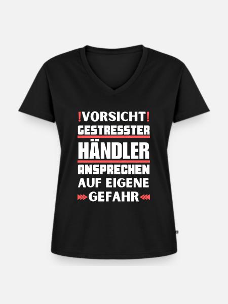 Gestresster Händler nicht ansprechen! - Frauen Premium Bio T-Shirt mit V-Ausschnitt - Schwarz