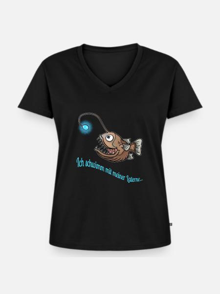 Anglerfisch - Frauen Premium Bio T-Shirt mit V-Ausschnitt - Schwarz