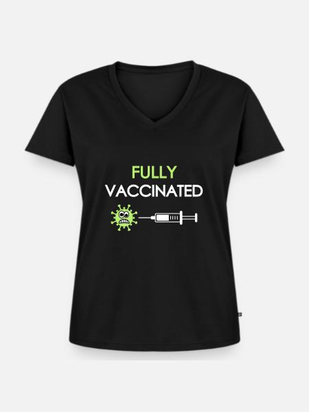 Vollständig geimpft, covid, fully vaccinated - Frauen Premium Bio T-Shirt mit V-Ausschnitt - Schwarz