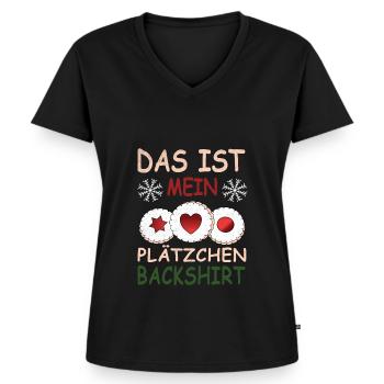 Das ist mein Plätzchen Backshirt - Frauen Premium Bio T-Shirt mit V-Ausschnitt - Schwarz - Vorne - AI Model Female 172 light (172cm)