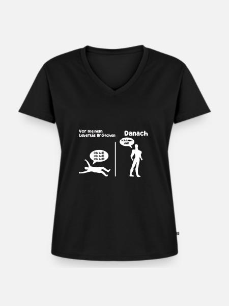 Leberkäs Brötchen - Frauen Premium Bio T-Shirt mit V-Ausschnitt - Schwarz