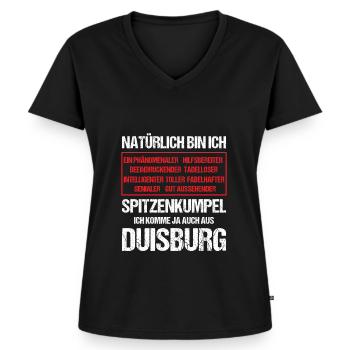 Duisburg Lustiger Spruch - Frauen Premium Bio T-Shirt mit V-Ausschnitt - Schwarz - Vorne - AI Model Female 172 light (172cm)