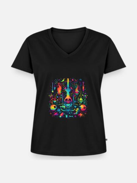 Wissenschaftliche Illustration - Frauen Premium Bio T-Shirt mit V-Ausschnitt - Schwarz