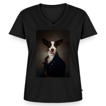 Doggy Reich - Frauen Premium Bio T-Shirt mit V-Ausschnitt - Schwarz - Vorne - AI Model Female 172 light (172cm)