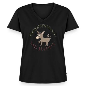 Esel - Frauen Premium Bio T-Shirt mit V-Ausschnitt - Schwarz - Vorne - AI Model Female 172 light (172cm)