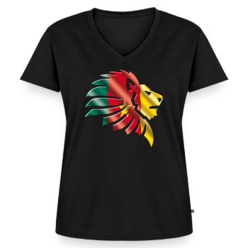 Cameroon - Women's Premium Organic V-neck T-shirt - black - Front - AI Model Female 172 light (172cm)