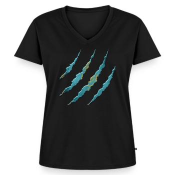 Kazakhstan - Women's Premium Organic V-neck T-shirt - black - Front - AI Model Female 172 light (172cm)