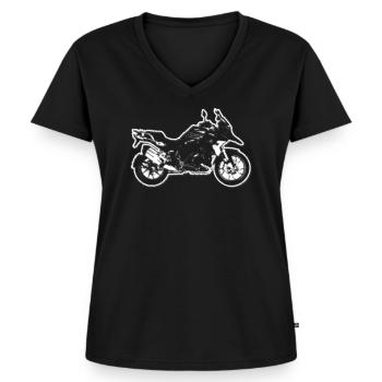 R1200GS (K50) - Motorrad Enduro - Silhouette - Frauen Premium Bio T-Shirt mit V-Ausschnitt - Schwarz - Vorne - AI Model Female 172 light (172cm)