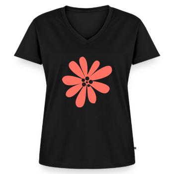fleur - T-shirt encolure en V Premium bio Femme - noir - Devant - AI Model Female 172 light (172cm)