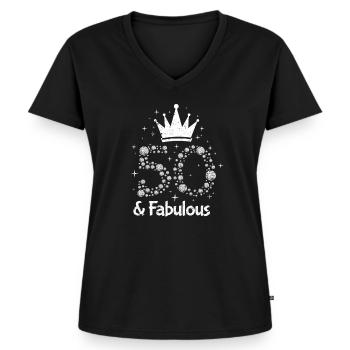 50. Geburtstag - Frauen Premium Bio T-Shirt mit V-Ausschnitt - Schwarz - Vorne - AI Model Female 172 light (172cm)