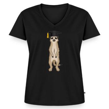 Baccalauréat Master Études De Suricate - T-shirt encolure en V Premium bio Femme - noir - Devant - AI Model Female 172 light (172cm)