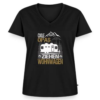 Coole Opas ziehen Wohnwagen. - Frauen Premium Bio T-Shirt mit V-Ausschnitt - Schwarz - Vorne - AI Model Female 172 light (172cm)
