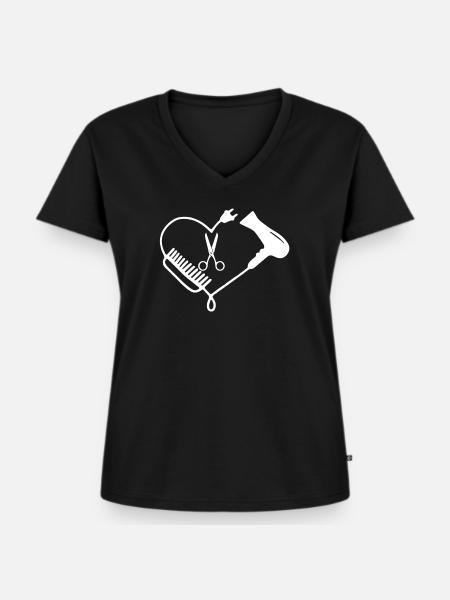Friseur - Frauen Premium Bio T-Shirt mit V-Ausschnitt - Schwarz