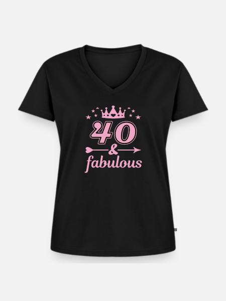 40 anni regalo 40 compleanno compleanno favoloso - Maglietta ecologica premium da donna con scollo a V - nero